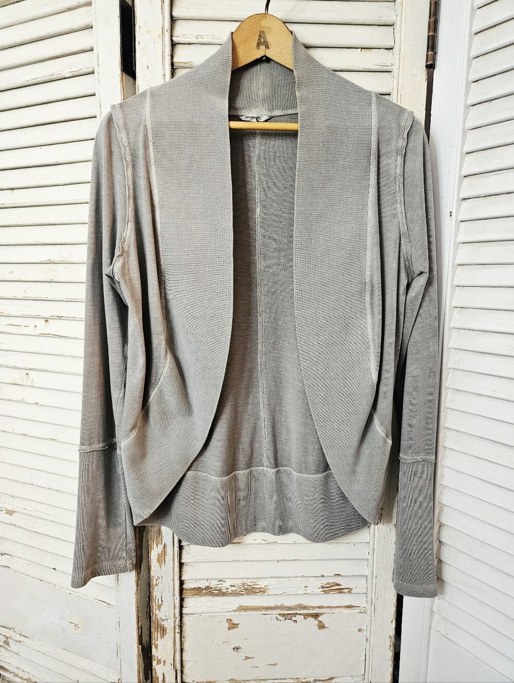 Sandwich Lightweight Cocoon Cardigan Sweater Light Grey 100% Cotton Small